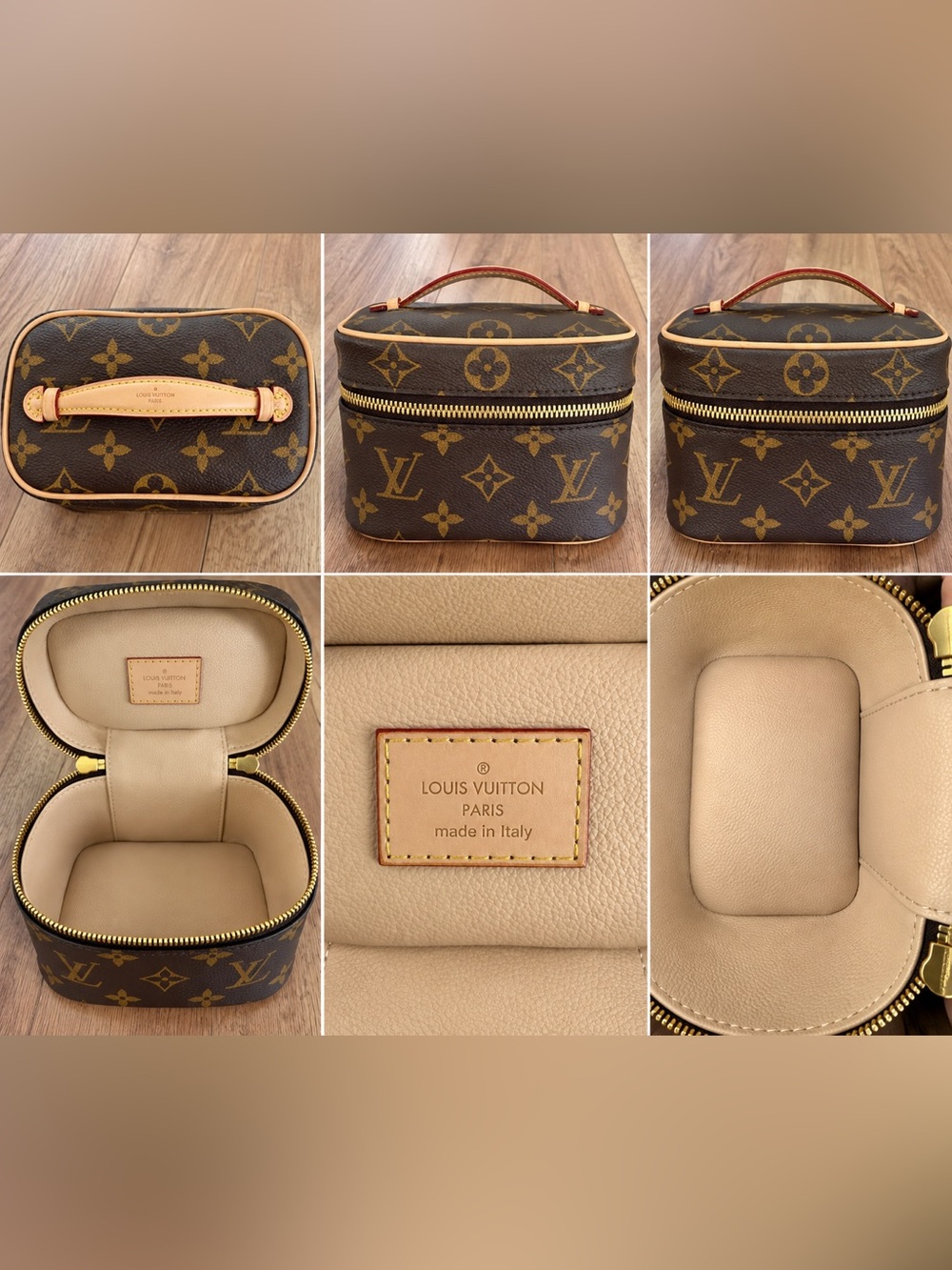 Louis Vuitton Monogram Canvas Cosmetic Vanity Case in Brown and Beige
